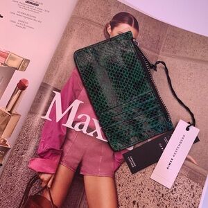 AIMEE KESTERNBERG MELBOURNE GREEN LEATHER CARDHOLDER WALLET